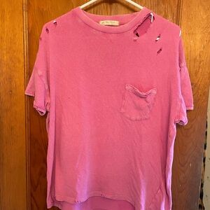 We The Free Pink Distressed Tee